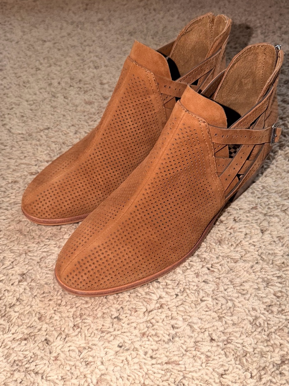 Women’s Vince Camuto Suede Perforated Ankle Boot - Tan